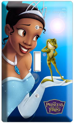 PRINCESS TIANA AND THE FROG PRINCE NAVEEN DISNEY MOVIE SINGLE LIGHT SWITCH BLUE