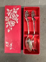 Vintage Silver Plated Expresso Spoon Sweets Confection Fork Sweden Flora... - $28.65