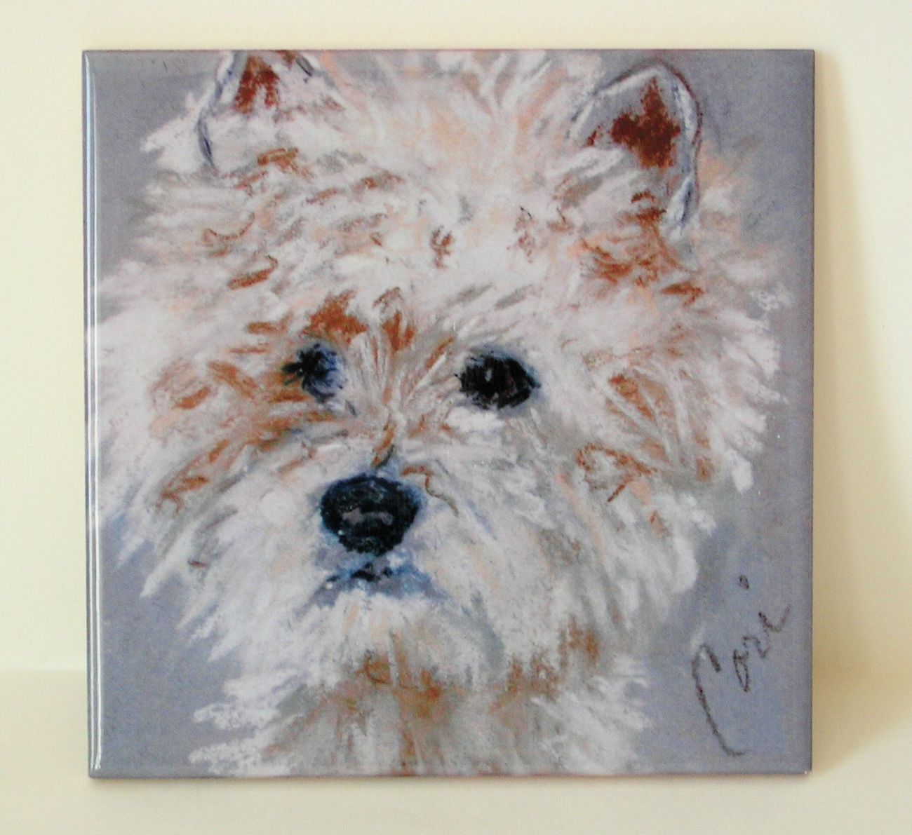 Westhighland Terrier Dog Art Tile Coaster Trivet Solomon - $14.00