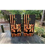 Waterproof Cornhole WRAPS / USA Flag with a Deer / Wood Grain / Laminated  - $115.75 CAD