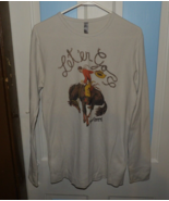 Ladies Original Cowgirl Clothing Co &quot;Let &#39;er Go&quot; Bronco Thermal Tee Size L - $40.96 CAD