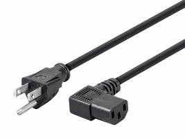 AC Power Cord NEMA 5-15P 18 AWG 3C 10A SVT 120V - 3 ft - Right Angle - Black - £10.16 GBP