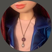 Purple Rhinestone Pearl Dangle Doll Necklace • 18 inch Fashion Doll Jewelry - $6.86