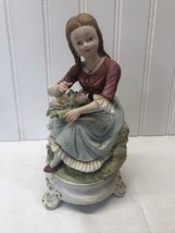 Vintage Andrea By Sadek Japan Bisque Porcelain Flower Girl Figurine #7914 - $14.04