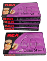 NEW 5 RCA 60 Minute Blank Cassette Tapes Recording Normal Type 1 Bias C60 - £9.07 GBP