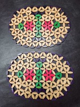 Bamboo Handmade Hand Painted Set Of 2 Trivets Large 10 X 7 Vintage - £13.96 GBP