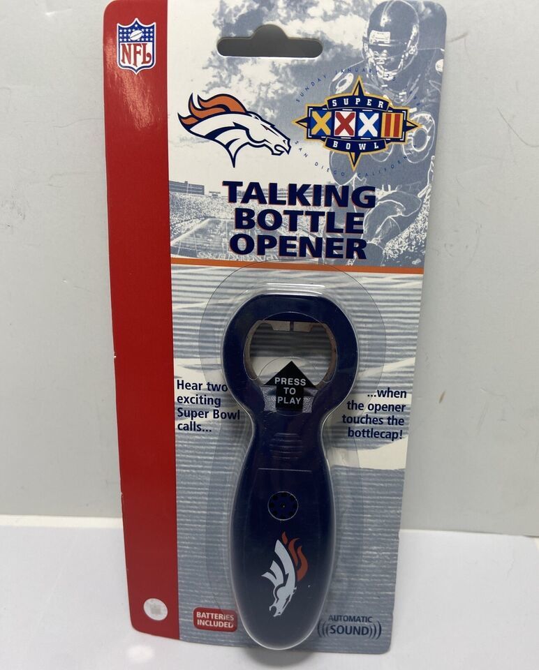 Denver Broncos NFL Super Bowl 32 Talking Bottle Opener New Batteries