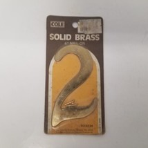 Vintage Cole Solid Brass 4&quot; Nail On No. 2 House Number, NOS - £9.45 GBP