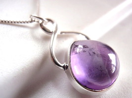 Amethyst Necklace 925 Sterling Silver Teardrop Triangle with Soft Corners New - £14.35 GBP