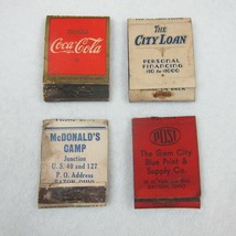 4 Vintage Matchbook Cover Coca Cola City Loan Gem City Blue Print McDonalds Camp - £9.43 GBP