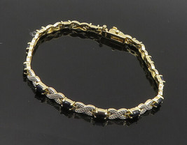 925 Sterling Silver - Sapphire Gold Plated Two Tone XO Chain Bracelet - BT7645 - £66.12 GBP