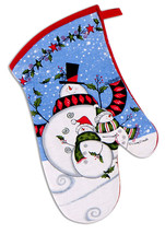 Holly Jolly Holiday Snowman Family Oven Mitt 7x12 inches by Kay Dee Designs - £7.80 GBP