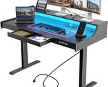 Standing Desk With Charging Station And Led Lights Adjustable Standing D... - £391.30 GBP