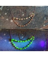 Czech Uranium glass necklace vaseline glass beads vintage jewelry #24082 - $670.85 MXN