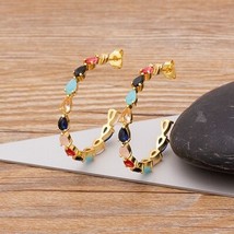 New Boho Fashion Hoop Colorful Big Circle Earings Geometric Decoration Jewelry F - £14.66 GBP