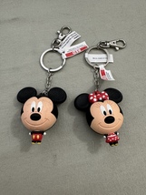 Disney Parks Mickey and Minnie Mouse Big Head Keychain Set of 2 NEW - £19.85 GBP