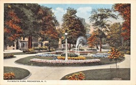 Rochester New York Plymouth Park With Flowers &amp; Fountains Postcard 1920s - £3.66 GBP