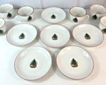 Set of 6 Vintage Cuthbertson American Christmas Tree Cups &amp; Saucers Red ... - $34.65