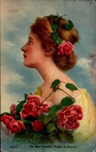 The Most Beautiful Woman In America - Denver post 1909 Postcard- bkC - £6.97 GBP