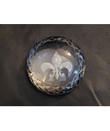 Fleur De Lis Waterford Cristal 3.5 inch Rond Dôme Presse-Papier Irlande ... - $103.94