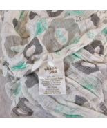 Chick Pea Elephant Baby Swaddle Blanket Muslin Gray White Green Blue Cotton - £27.77 GBP