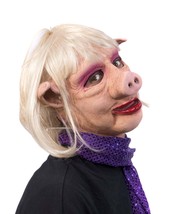 Pig Mask Female Animal Swine Hog Boar Sow Porky Piglet Shoat Blonde Wig Red Lips - £54.56 GBP