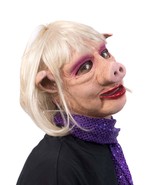 Pig Mask Female Animal Swine Hog Boar Sow Porky Piglet Shoat Blonde Wig ... - £54.19 GBP