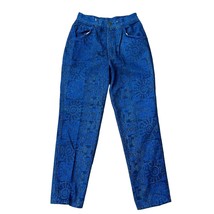 Vtg YES Size 9 25” Mom Jeans Blue Denim High Rise Tapered Leg Tribal Pattern USA - £14.91 GBP