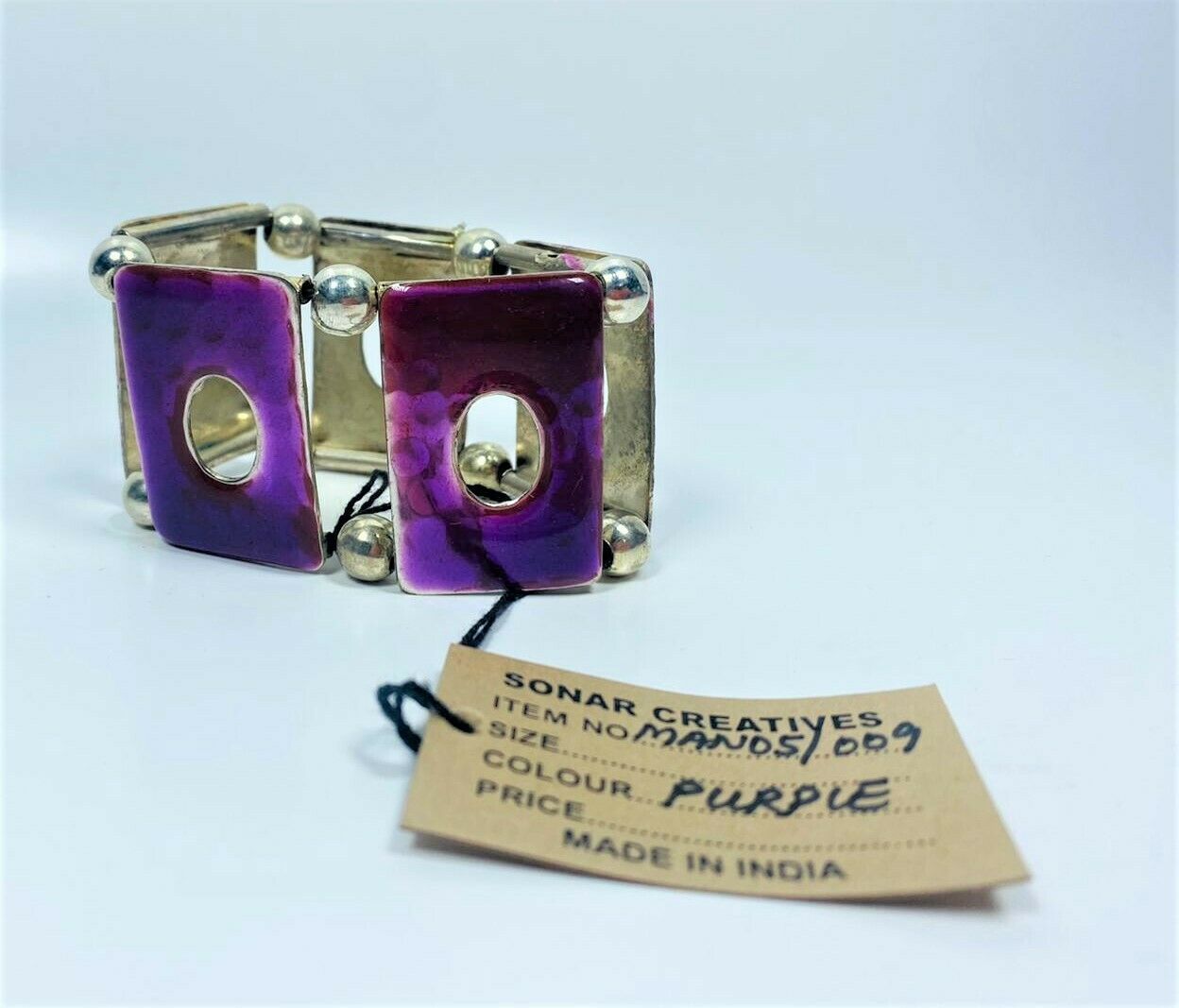 Lot of 2 Sonar Creative Napkin Rings in Big Purple Square Design - $8.89