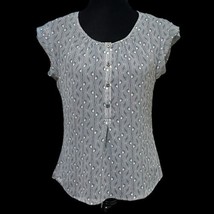 Banana Republic Blue Gray Geometric Polka Dot Sheer Blouse Size XS - £11.50 GBP