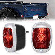12v Red Tail Lamp Lens &amp; Black Housing Assembly Pair for 1940-53 Chevy GMC Truck - £51.87 GBP