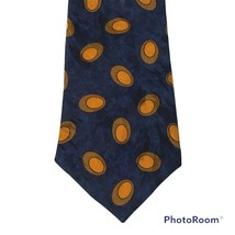 Hardy Amies 14 Savile Row Men Blue Gold Oval Dot Silk Neck Tie Necktie  - £3.90 GBP