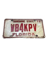 1972 Florida License Plate Vintage WB4KPV Original Tag Sunshine State Re... - £17.97 GBP