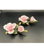 Fine Porcelain Floral Illusion Candlestick Holder 5”L x 3”W x 2”H Roses - €21,19 EUR