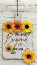 Blessed Beyond Measure wood Sign Cutting Board Shape Sunflowers Fall Aut... - £5.38 GBP