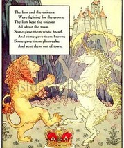 1930 MOTHER GOOSE NURSERY RHYME Book PRINT Unicorn and Lion Frederick Richardson - £8.01 GBP