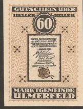 Austria Gutschein d. Marktgemeinde ULMERFELD 60 heller 1920 Austrian Not... - £3.13 GBP