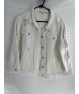 White Distressed Denim Jacket Women’s Sz Sm - $25.77 CAD