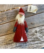 Fabric Santa with Snowflake Embroidery Christmas Tree Ornament Red - Won... - $18.69