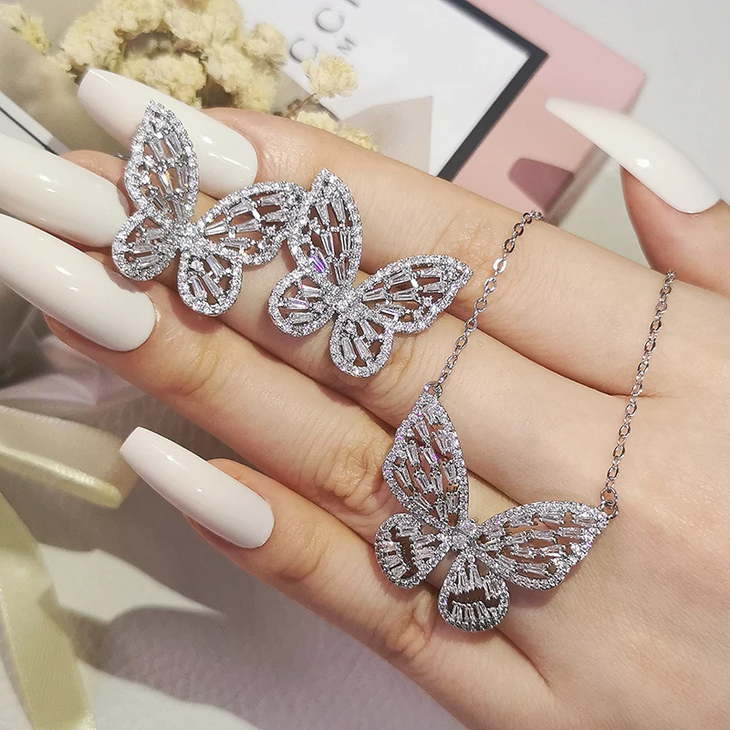 2pcs Pack New Luxury Butterfly silver color bride Dubai Wedding For Women Lady A - $14.97