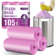 Charmount 4 Gallon Small Trash Bags 105 Count(Pink) - $24.72