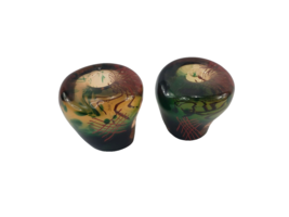 Vintage Hand-Blown ART Bubble Glass Votive Candle Holder Green w Red Heavy - $1,389.05 MXN