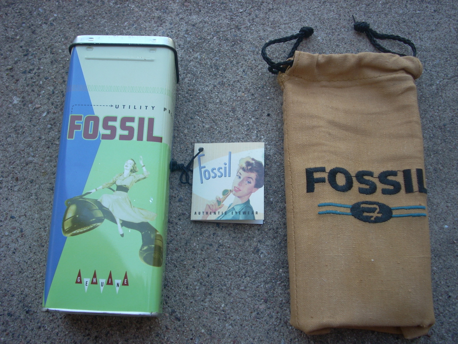 genuine fossil tin with sunglasses tag and and 50 similar items