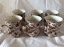 Formalities by Baum Bros Coffee Mugs Set of 6 Vintage Floral Chintz Multicolor - £39.44 GBP