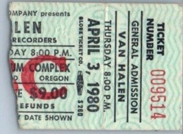 Furgone Halen Concerto Ticket Stub Aprile 3 1980 Portland Oregon - $49.48