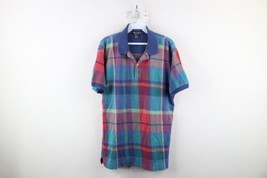 Vtg 90s Nautica Mens Large Distressed Rainbow Madras Plaid Collared Polo Shirt - £31.41 GBP