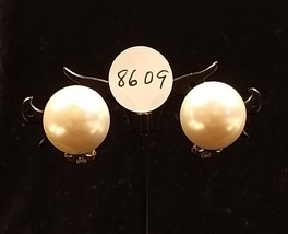 Vintage Iridescent White Button Clip on Earrings Japan - $10.99
