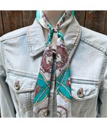 Turquoise Nautical Pattern Western Skinny Cowgirl Mini Wild Rag Scarf Ne... - €16,10 EUR