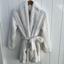 NATORI L/S Ivory Sherpa Fleece Short Belted Plush Lounge Cardigan Robe S/M - £25.68 GBP