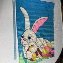 Easter Bunny Porch Flag Banner Yard Garden, Colorful ￼ 42X 28” Spring Eg... - $9.23